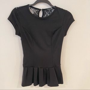 Black lace peplum blouse